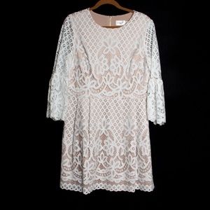 NWT Eliza J Fit and Flare Lace Bell Sleeve Dress